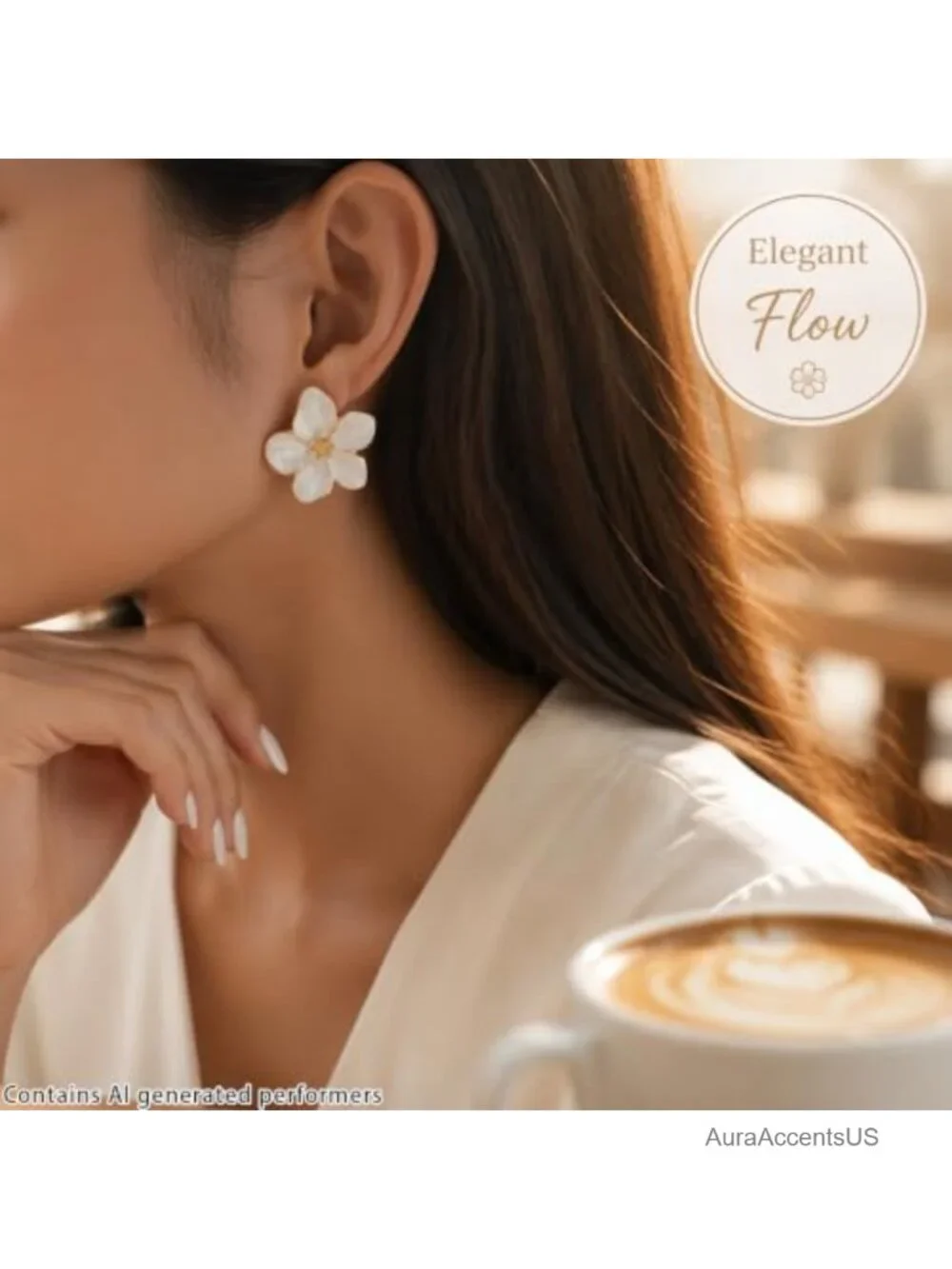 Large White Flower Drop Earrings for Women Boho Statement Jewelry